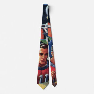 Gravata Astronautas Vintage Science Fiction consertando um