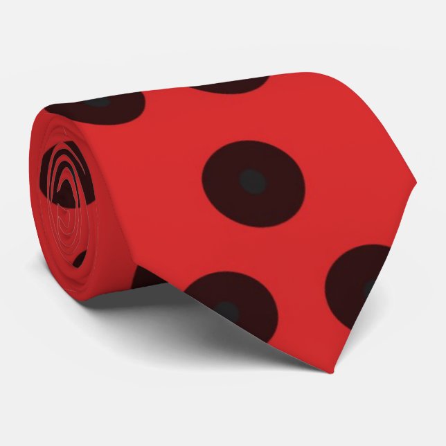 Gravata Atualização do Tie Polkadot Vermelho com Preto (Rolled)