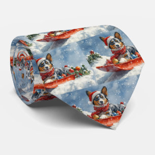 Gravata Australian Kelpie no trenó Deixe nevar Natal