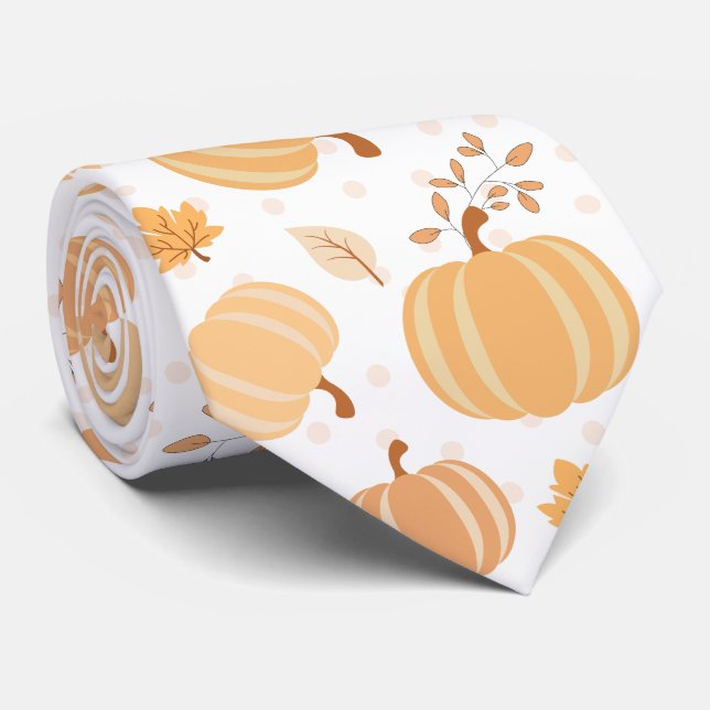 Gravata Autumn Harvest Pumpkin e Folha de Folha (Rolled)