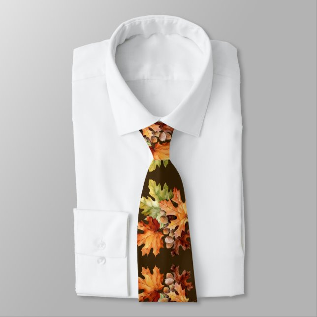 Gravata Autumn Leaves Neck Tie - Watercolor Fashion (Amarrado)
