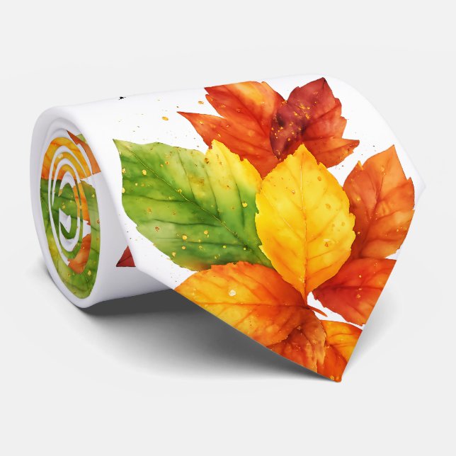 Gravata Autumn Leaves Watercolor Fall Foliage Pattern (Rolled)