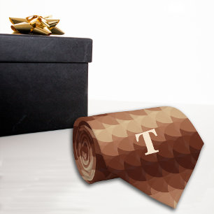 Gravata Autumn Retro Geométrico Monograma castanho