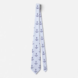 Gravata azul âncora náutica masculina