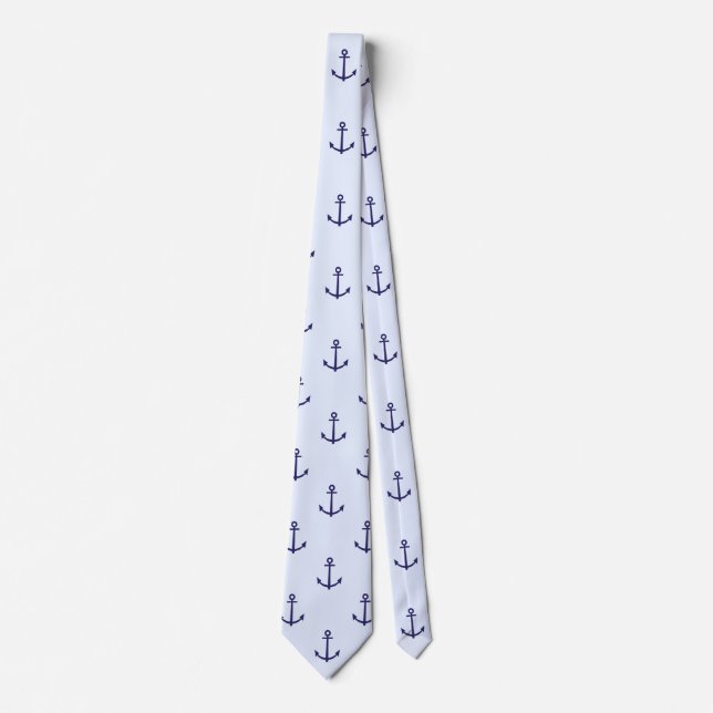 Gravata azul âncora náutica masculina (Frente)