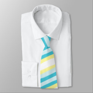 Gravata Azul Aqua e Amarelo Diagonal Striped Men