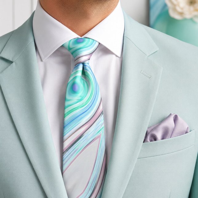 Gravata azul aqua verde menta lilás roxo arco-íris pastel (aqua blue mint green lilac purple pastel rainbow neck tie)