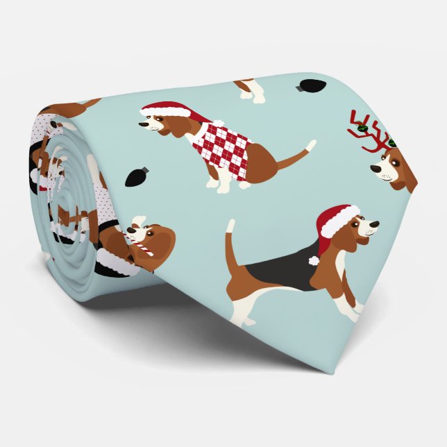 Gravata Azul Beagles Natal (Rolled)