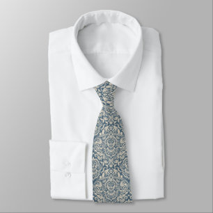 Gravata Azul & Champagne Damask