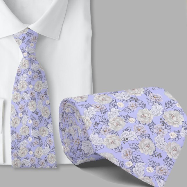 Gravata Azul Claro com Padrão Floral (Criador carregado)