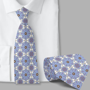 Gravata Azul com Padrão Artístico Moderno