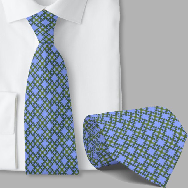 Gravata Azul com Padrão Geométrico Artístico Moder (Criador carregado)