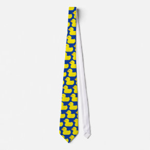 Gravata Azul de borracha amarelo do laço do pato