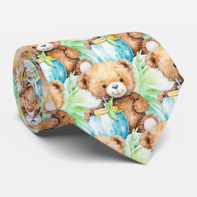 Gravata Azul de Urso de Pelúcia (Rolled)