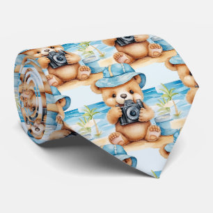 Gravata Azul de Urso de Pelúcia