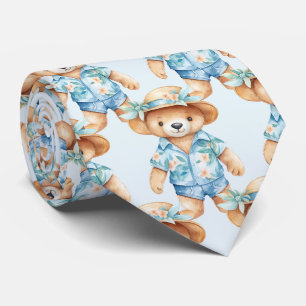 Gravata Azul de Urso de Pelúcia