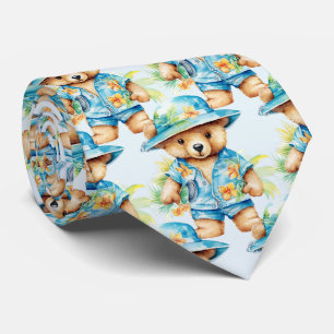 Gravata Azul de Urso de Pelúcia