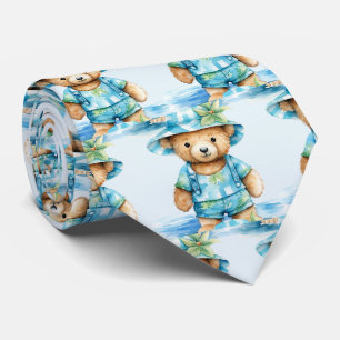 Gravata Azul de Urso de Pelúcia