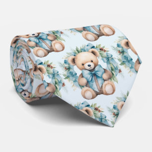 Gravata Azul de Urso de Pelúcia