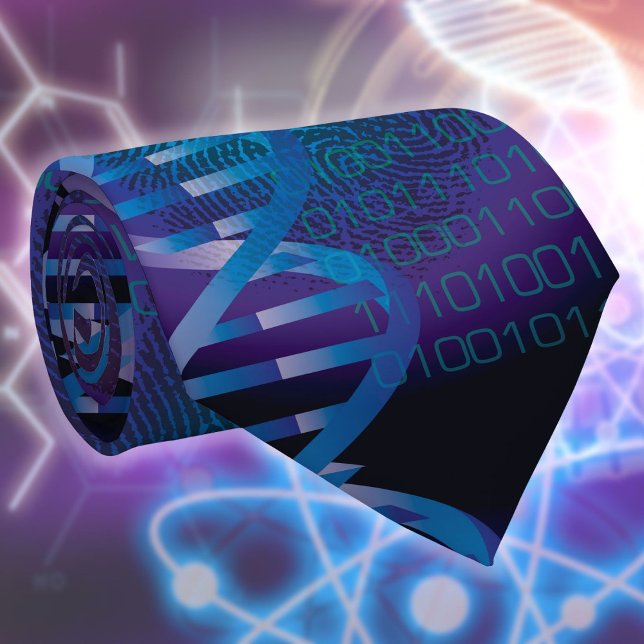 Gravata Azul do Pescoço do DNA moderno com impress (Modern DNA Fingerprint Science Blue Neck Tie)