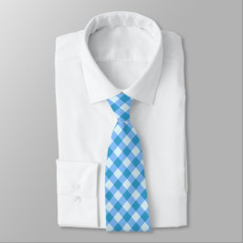 Gravata Azul e Branco Gingham