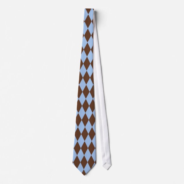 Gravata Azul e castanho Padrão Masculino (Frente)