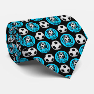 Gravata Azul e Preto Personalizado Futebol Texto Personali
