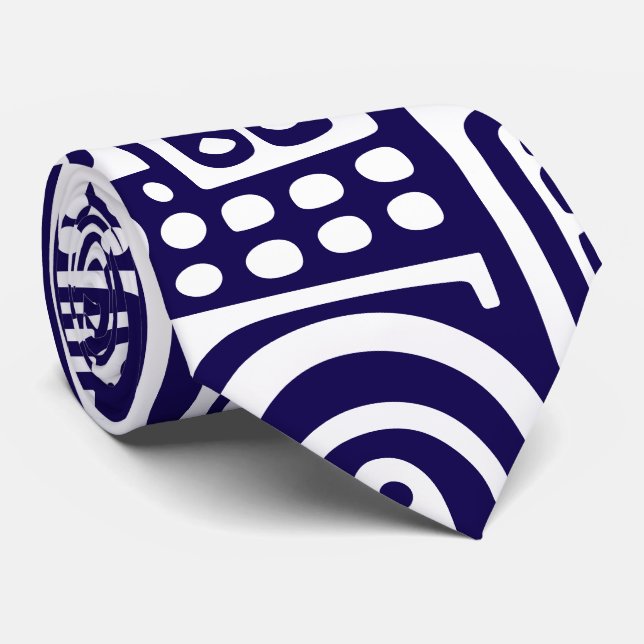 Gravata azul escuro e desenhos brancos de 7 (Rolled)