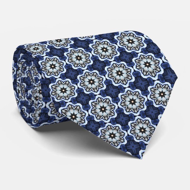 Gravata Azul Estrela Cruzada (Rolled)