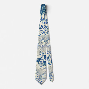 Gravata Azul Floral Vintage Asiático: Chinoiserie Antiga