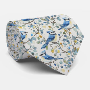 Gravata Azul Gaio Em Flores Amarelas
