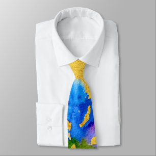 Gravata Azul Íris aquarela na moda formal
