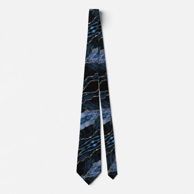 Gravata Azul Marinho com Brilho Dourado (Frente)