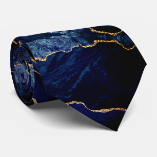 Gravata Azul Marinho com Glitter Dourado Mármore B