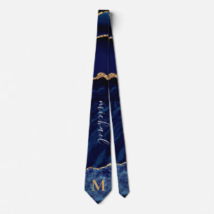 Gravata Azul Marinho com Nome Personalizado Letra