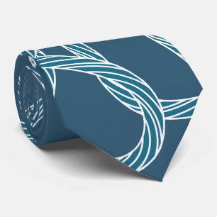 Gravata Azul Marinho de Monograma com Padrão de Corda Náut