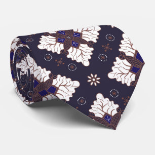 Gravata Azul marinho étnico damasco batik padrão contínuo