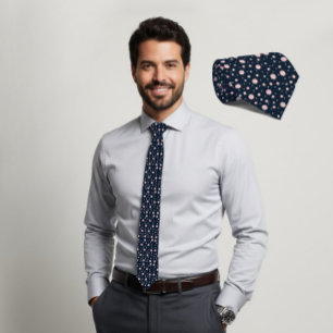 Gravata Azul-Marinho Geométrica Hexágono Blush