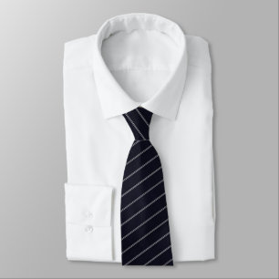 Gravata Azul Marinho Padrão de Listras Clássico Elegante