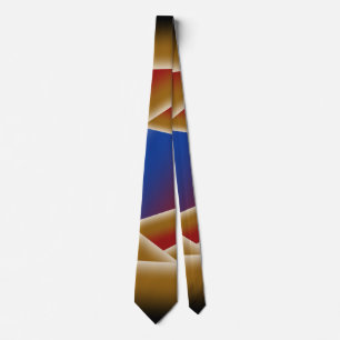 Gravata Azul Negro Vermelho Dourado Abyss Abstrato Art