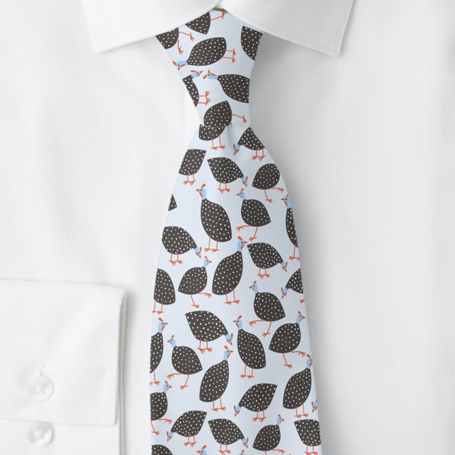 Gravata Azul-palha-guincho (Guineafowl fun bird neck tie)