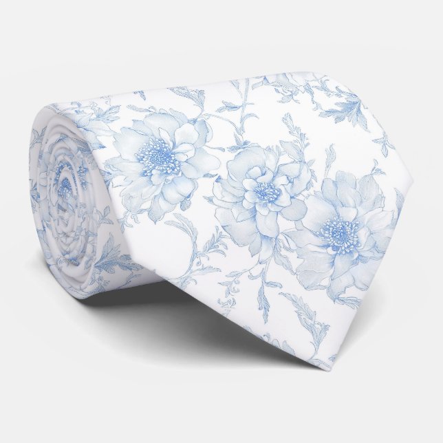 gravata azul pálido toile de jouy (Rolled)
