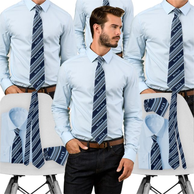 Gravata Azul Poeira Marinho Listrado Festa de Bacharel com (Criador carregado)