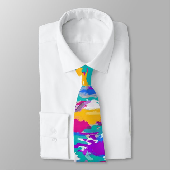 Gravata Azul, Rosa e Roxo (Amarrado)