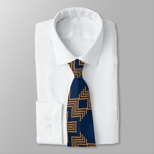 Gravata Azul sofisticado e Dourado (Amarrado)