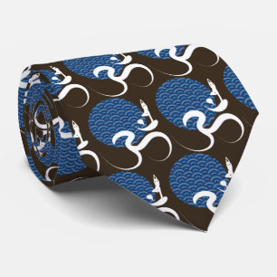 Gravata Azul-Sol Yoga Escrevendo Espiritual Indiano Om Ohm