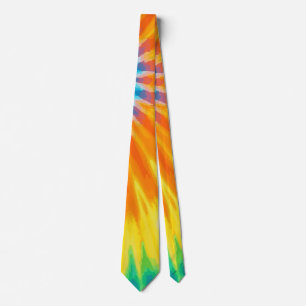 Gravata Azul Vibrante, Laranja e Amarelo Tie-Dye, Ousado