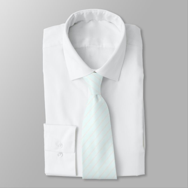 Gravata Azure Mist Blue & Seashell White Pinstripes (Amarrado)
