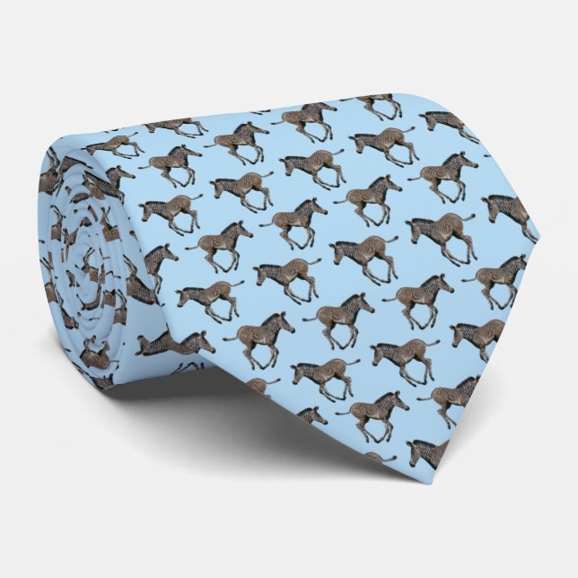 Gravata Baby Zebra Frenzy (Azul Claro) (Rolled)