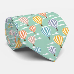 Gravata Balão de ar quente multicolorido Fundo ciano